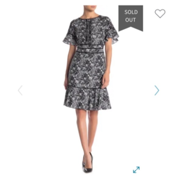 NWT Focus by Shani Ruffle Sleeve Flounce Dress 2 - Picture 1 of 9